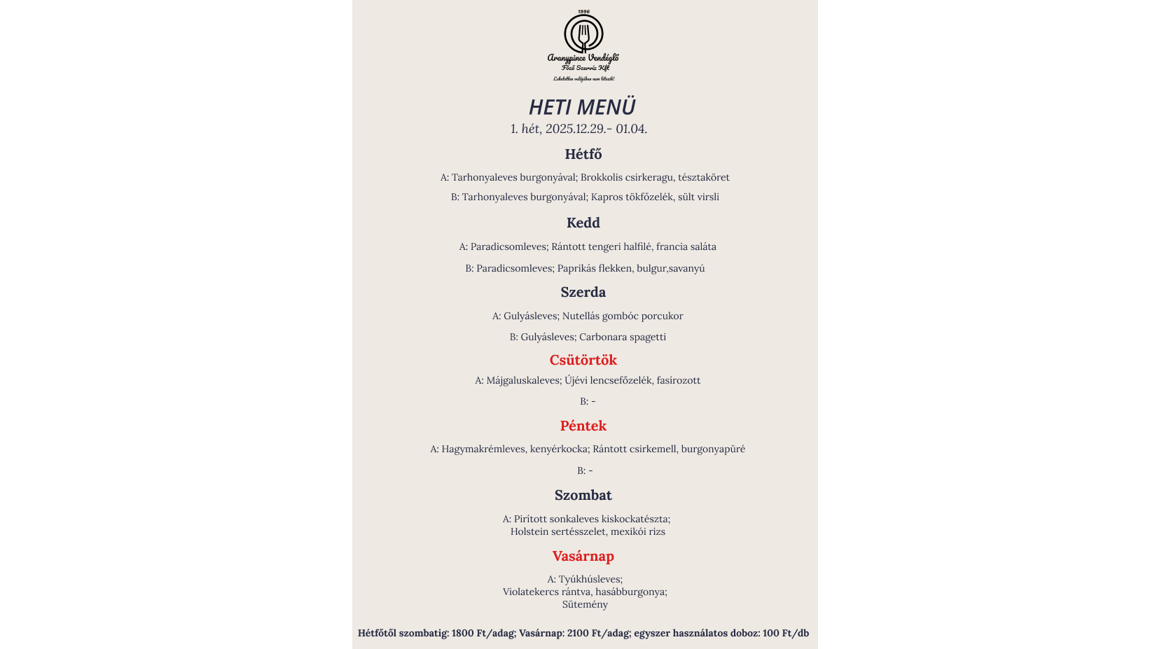 Következő heti menü